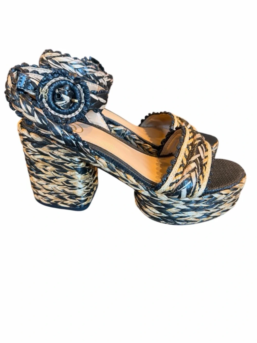Sam Edelman‎ Woven Platform Sandals in Natural & Black